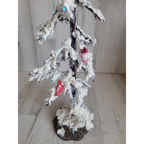 Large red cardinal bird frosted ice tree home decor xmas - Picture 4 of 6